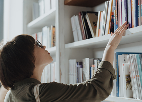 Person book shopping