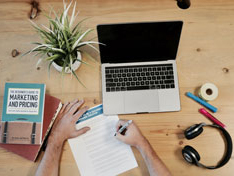 laptop on table for author