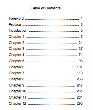 Example Table of Contents