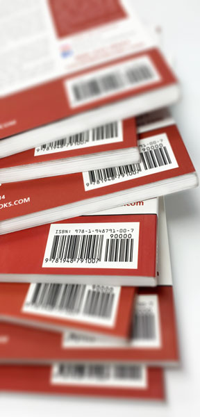 barcodes on stack of books